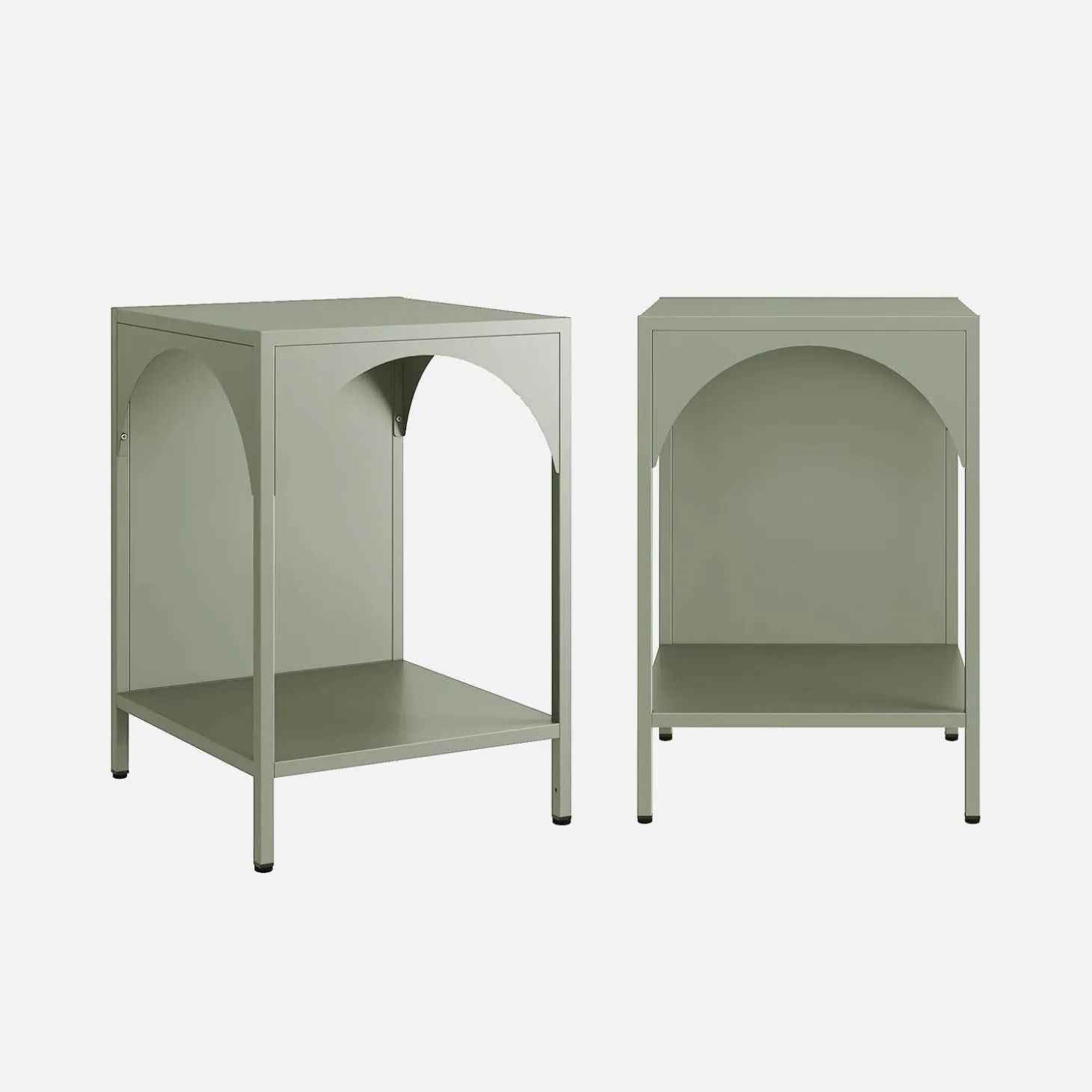 Set of 2 bedside tables, industrial-style, steel
