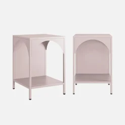 Set of 2 bedside tables, industrial-style, steel