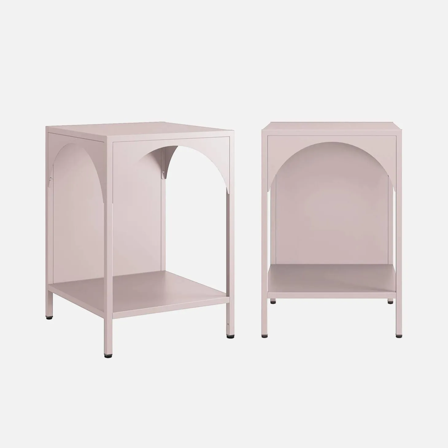 Set of 2 bedside tables, industrial-style, steel