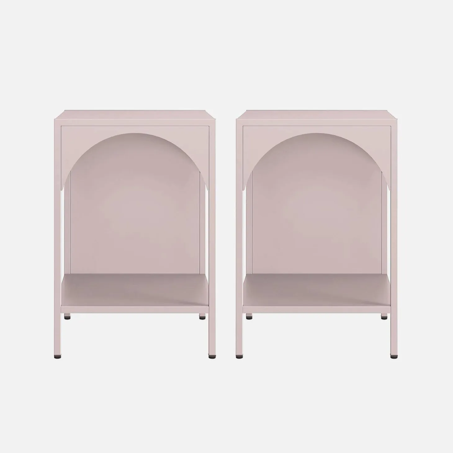 Set of 2 bedside tables, industrial-style, steel