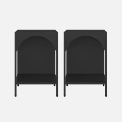 Set of 2 bedside tables, industrial-style, steel