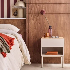 Set of 2 bedside tables metal and wood decor 1 door 1 niche