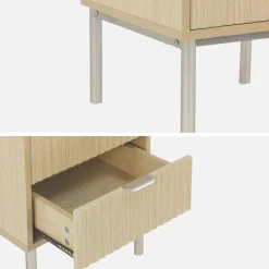 Set of 2 bedside tables with wood and metal effect