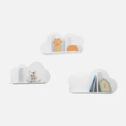 Set of 3 cloud wall shelves for children's bedroom