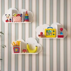 Set of 3 cloud wall shelves for children's bedroom