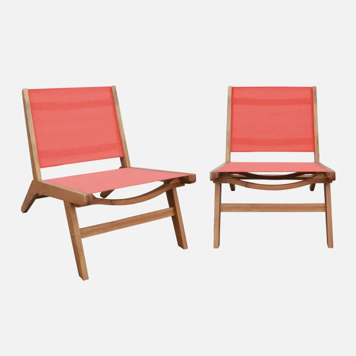 Set of 2 easy chairs acacia wood and textilene