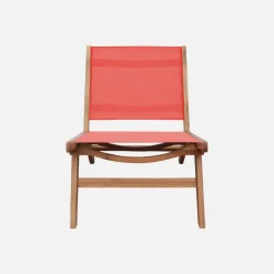 Set of 2 easy chairs acacia wood and textilene