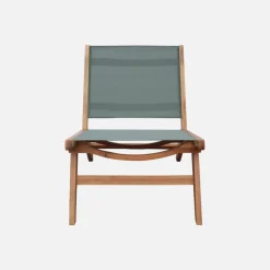 Set of 2 easy chairs acacia wood and textilene