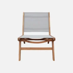 Set of 2 easy chairs acacia wood and textilene