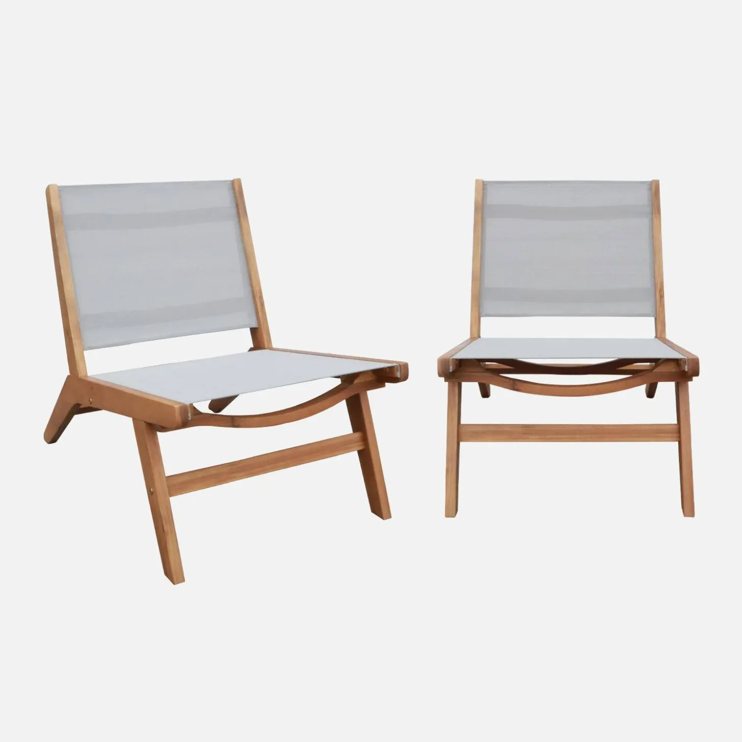 Set of 2 easy chairs acacia wood and textilene
