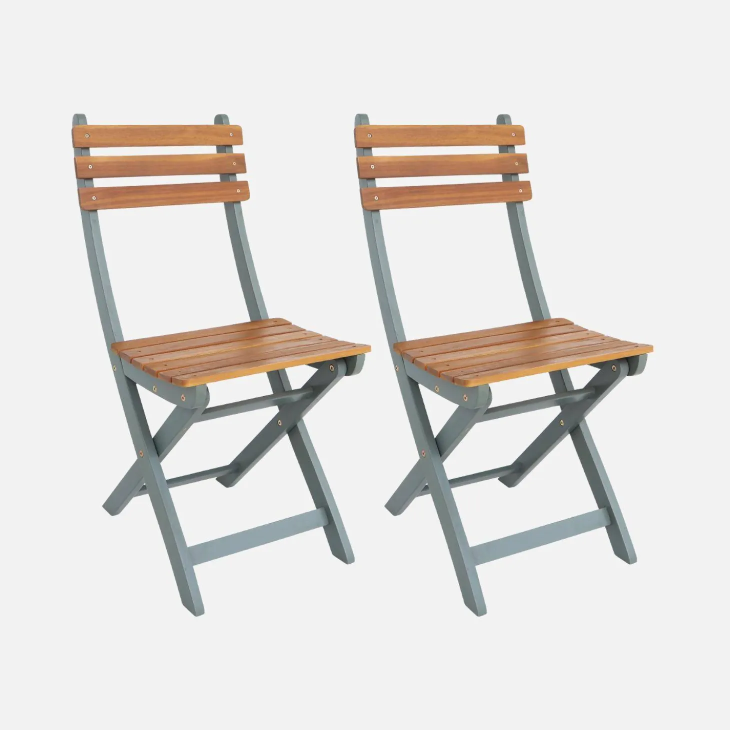 Set of 2 folding acacia garden chairs