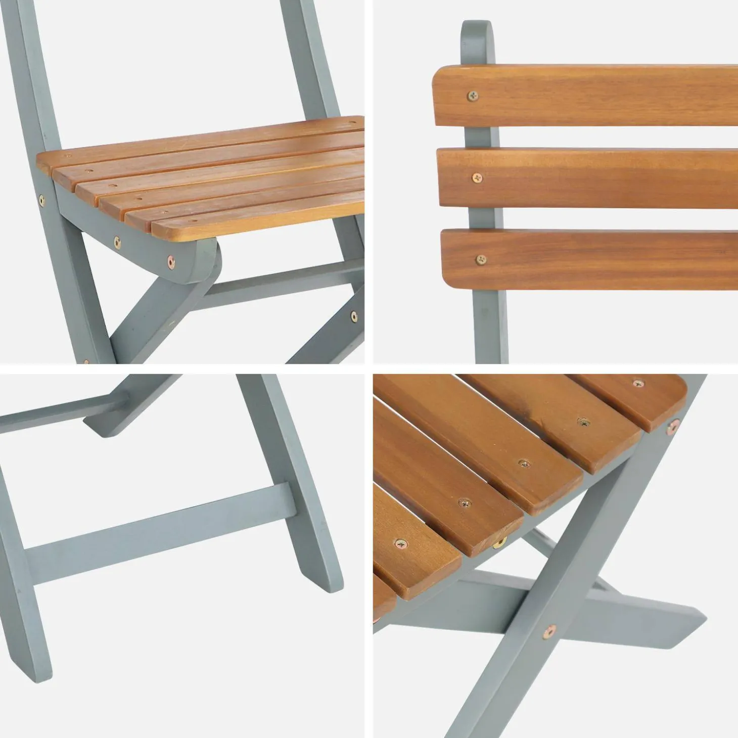 Set of 2 folding acacia garden chairs