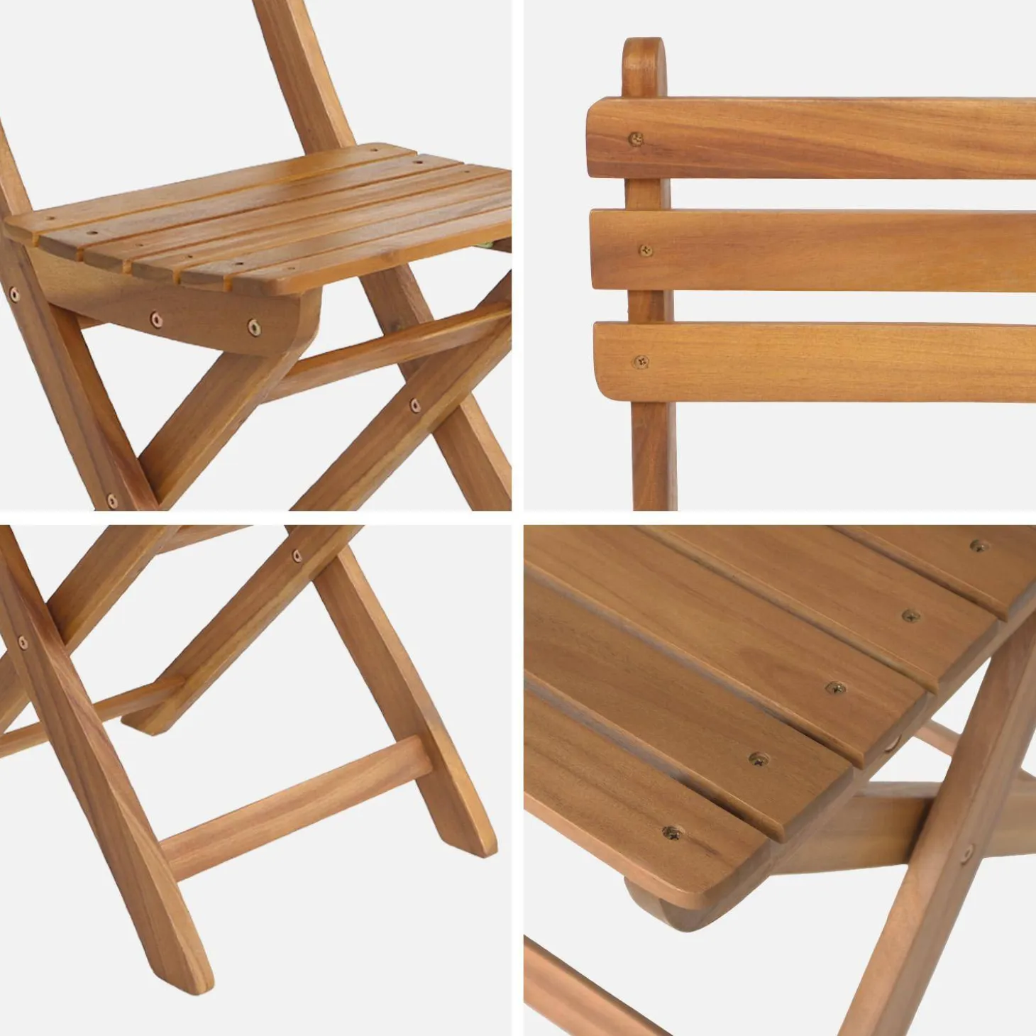 Set of 2 folding acacia garden chairs