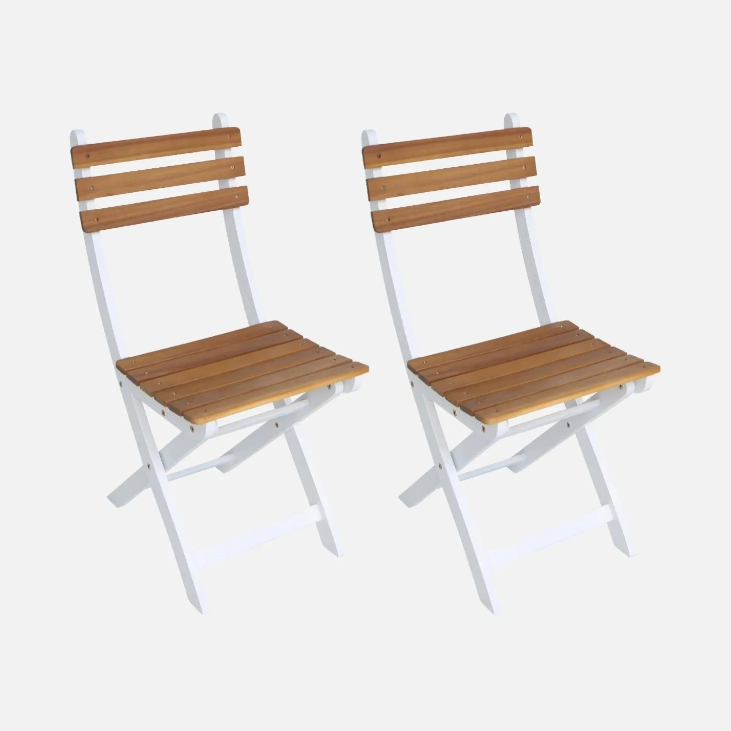 Set of 2 folding acacia garden chairs