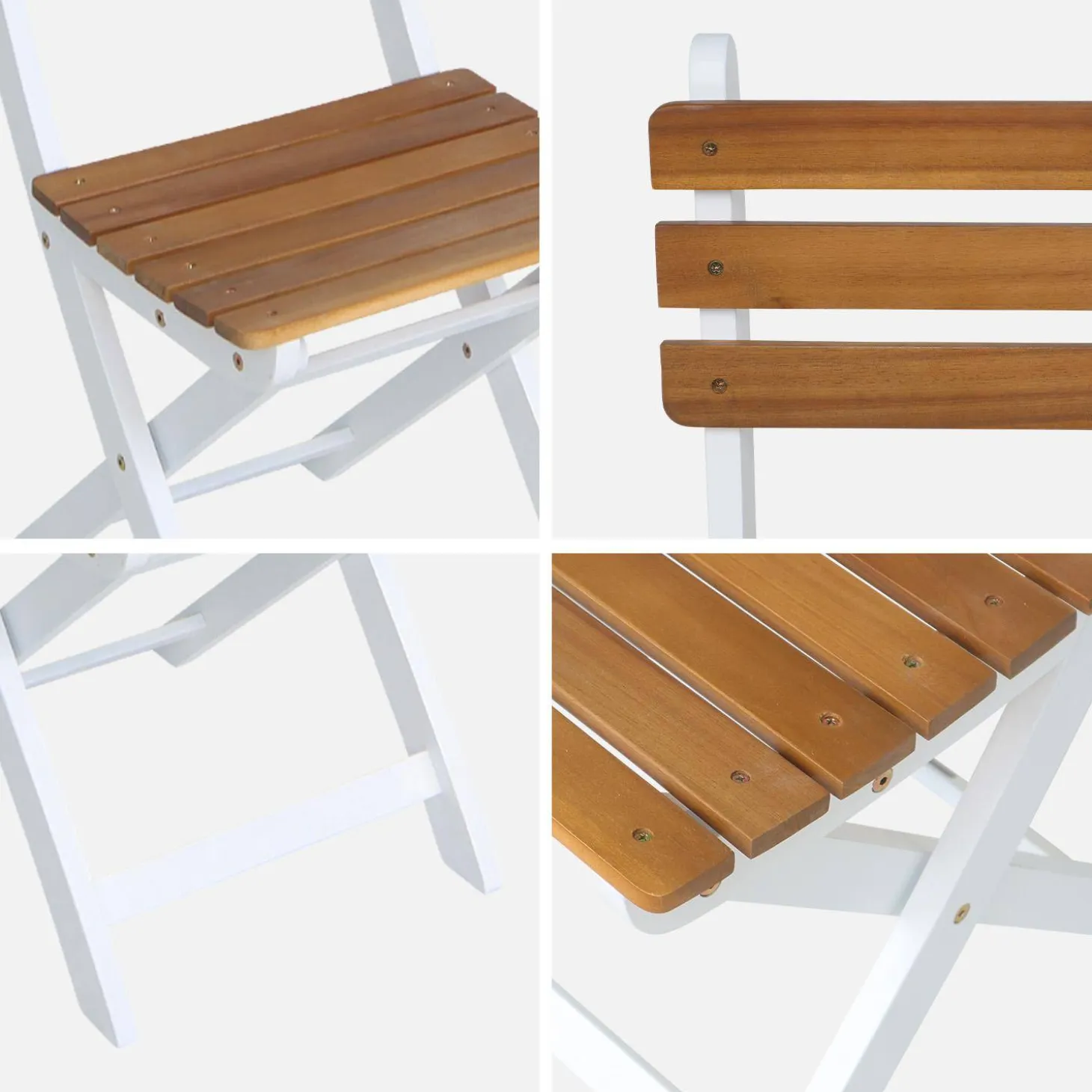 Set of 2 folding acacia garden chairs
