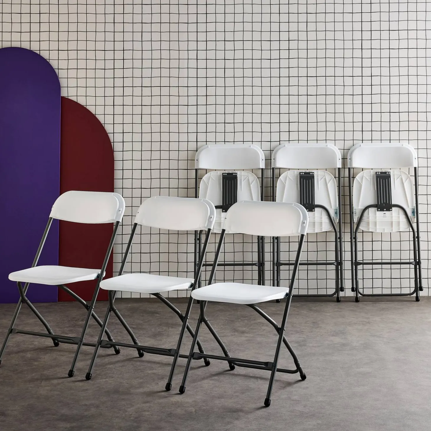 Set of 6 folding event chairs