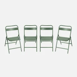 Set of 4 folding steel garden chairs