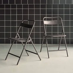 Set of 2 folding steel garden chairs