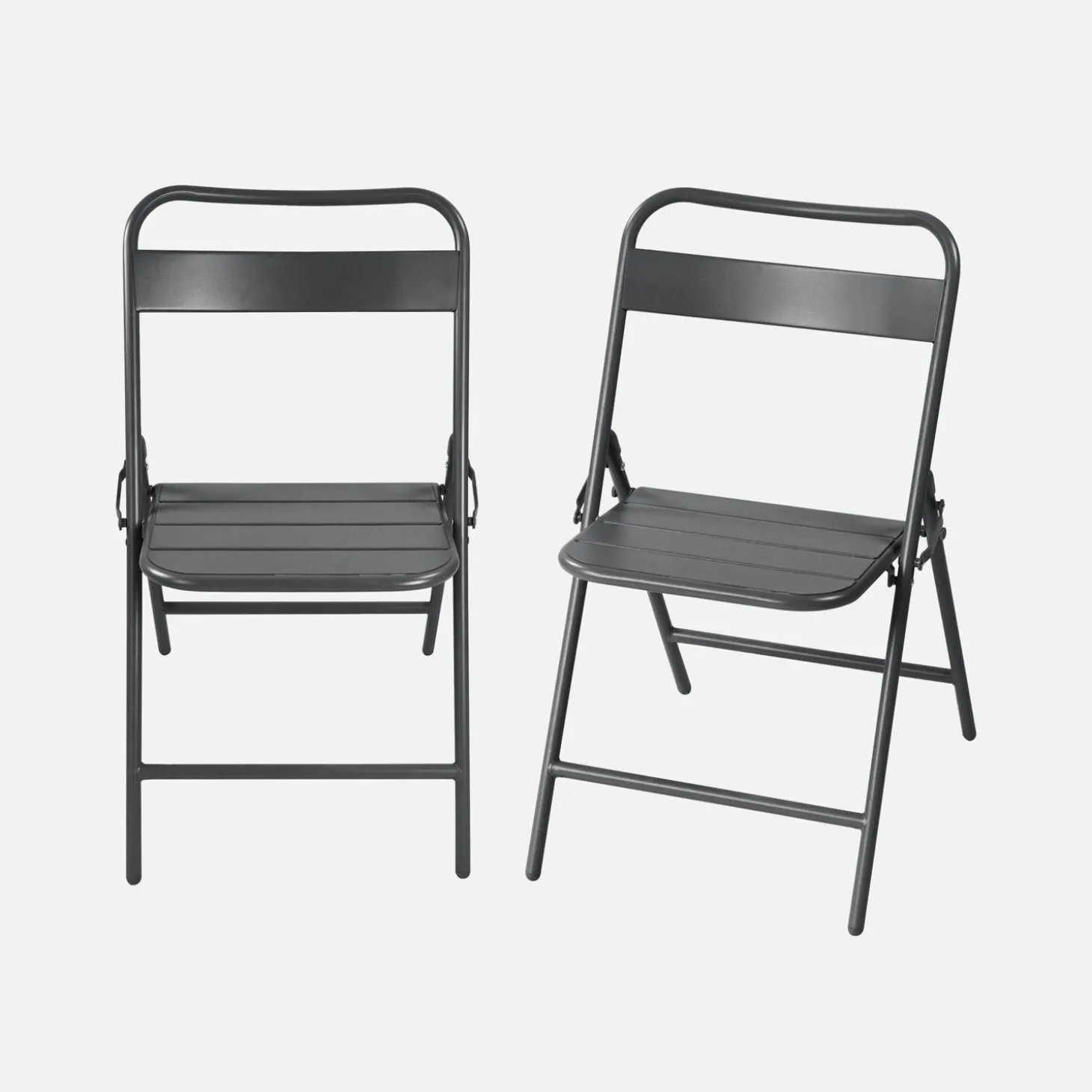 Set of 2 folding steel garden chairs