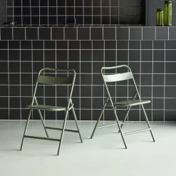 Set of 2 folding steel garden chairs