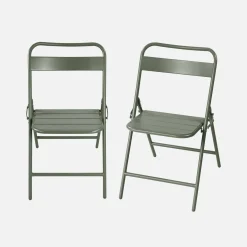 Set of 2 folding steel garden chairs