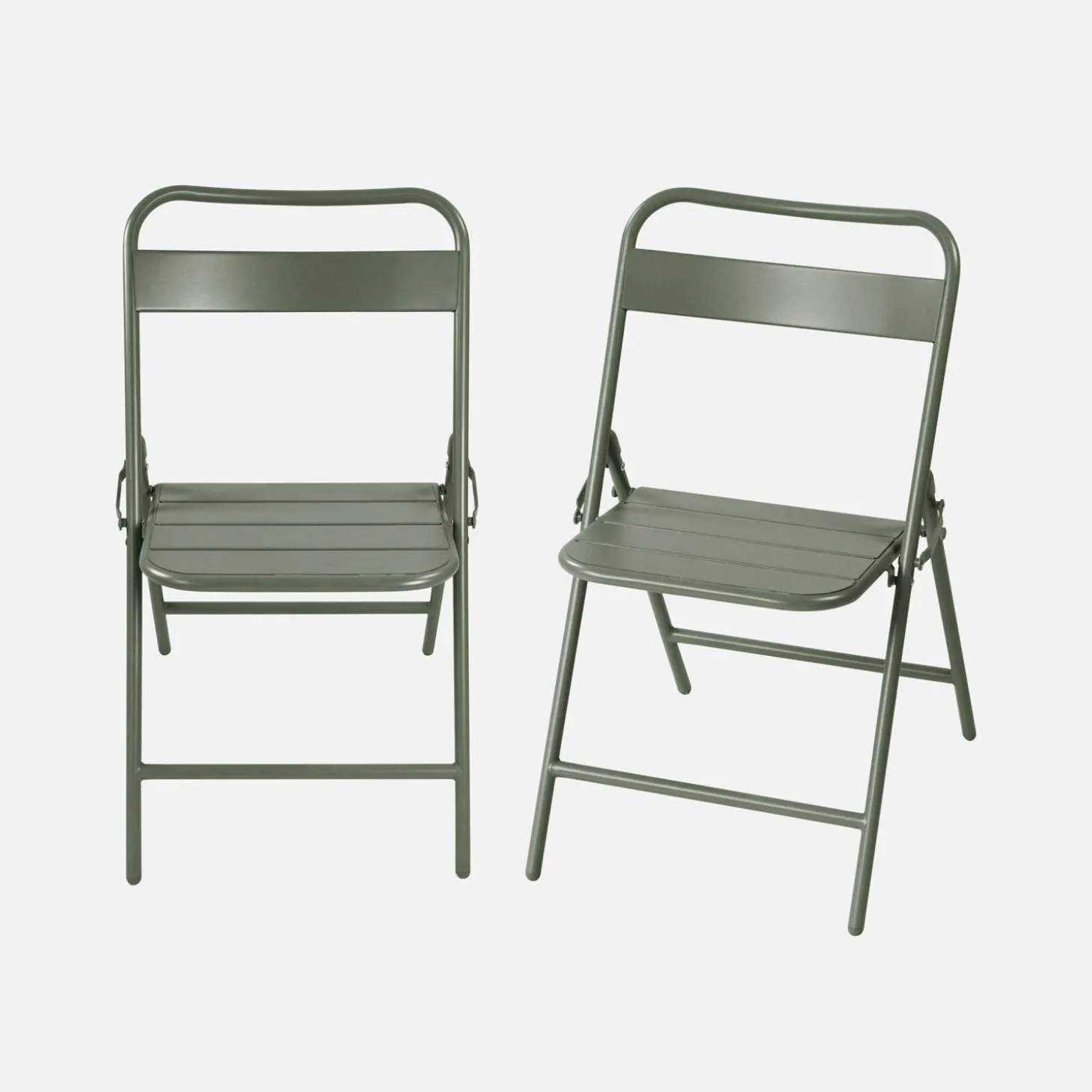 Set of 2 folding steel garden chairs