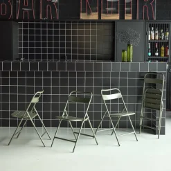 Set of 4 folding steel garden chairs