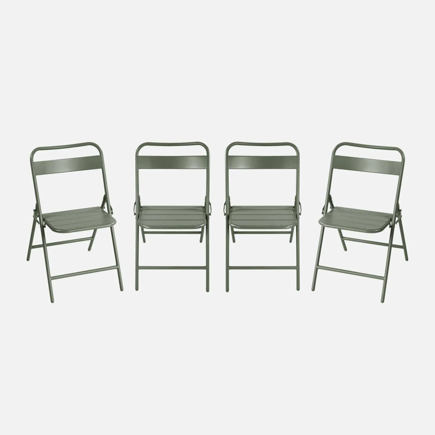 Set of 4 folding steel garden chairs