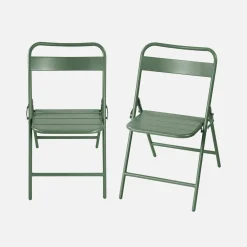 Set of 2 folding steel garden chairs