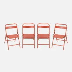 Set of 4 folding steel garden chairs