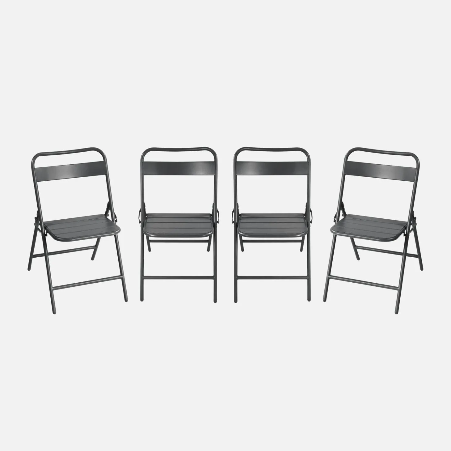Set of 4 folding steel garden chairs