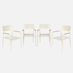 Set of 4 garden armchairs aluminium and textilene