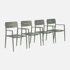 Set of 4 garden armchairs aluminium and textilene