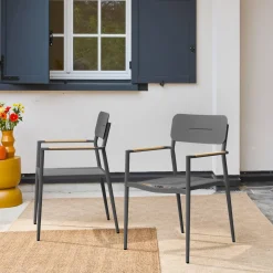 Set of 2 garden armchairs, aluminium and textilene