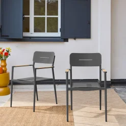 Set of 2 garden armchairs, aluminium and textilene