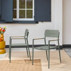 Set of 2 garden armchairs, aluminium and textilene