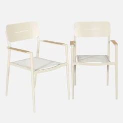 Set of 2 garden armchairs, aluminium and textilene