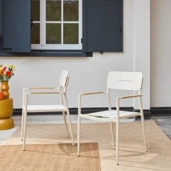 Set of 2 garden armchairs, aluminium and textilene