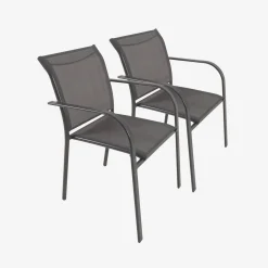 Set of 2 garden armchairs in aluminium and textilene