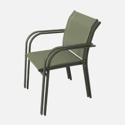 Set of 2 garden armchairs in aluminium and textilene