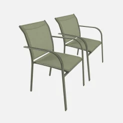 Set of 2 garden armchairs in aluminium and textilene