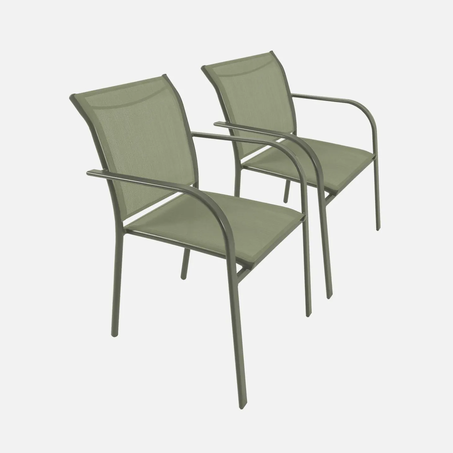 Set of 2 garden armchairs in aluminium and textilene