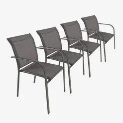 Set of 4 garden chairs in aluminium