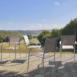 Set of 4 garden chairs in aluminium