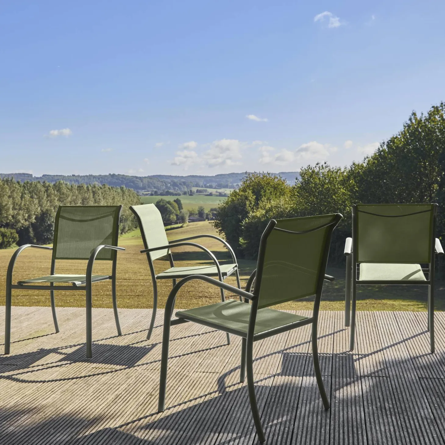 Set of 4 garden chairs in aluminium