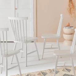Set of 4 hevea wooden chairs