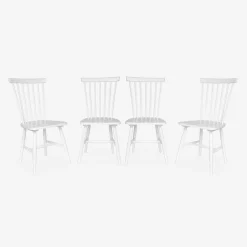 Set of 4 hevea wooden chairs