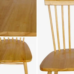 Set of 4 hevea wooden chairs