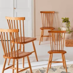 Set of 4 hevea wooden chairs