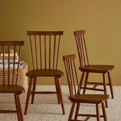 Set of 4 hevea wooden chairs